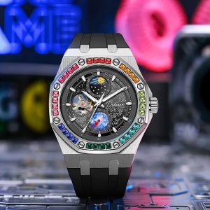 Reloj Mecánico Automático Cielo Estrellado Resistente al Agu