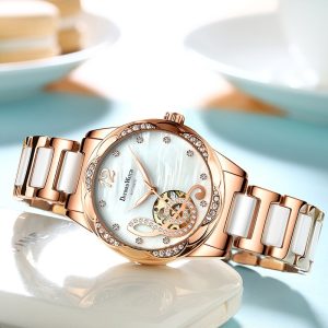 Reloj Automático Mujer Deyi Bird Rojo Vino Calado