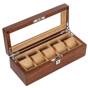 Caja Relojera Madera Maciza 5 Relojes Premium