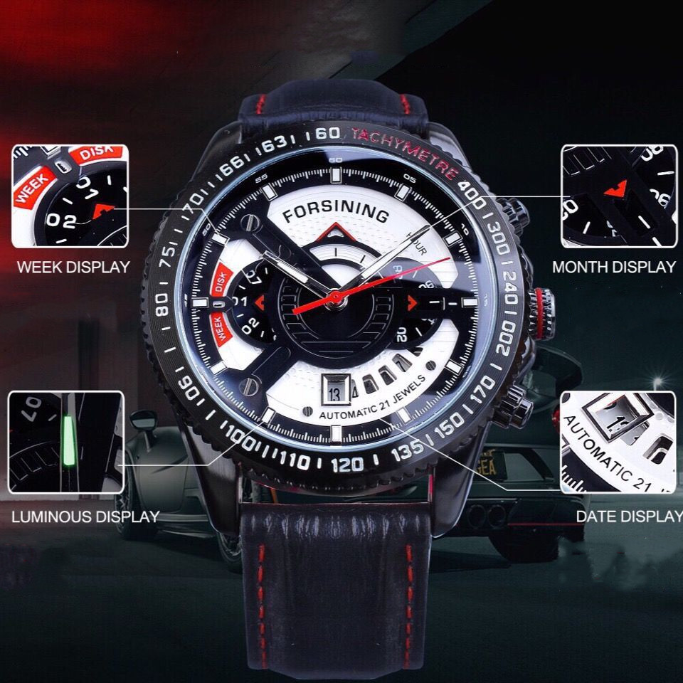 Reloj Automático Sport Multifunción Militar Cuero Premium - Imagen 2