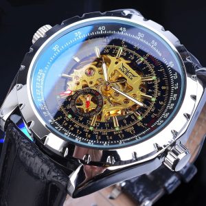 Reloj Automático Azul Cristal Esfera Grande Elegancia